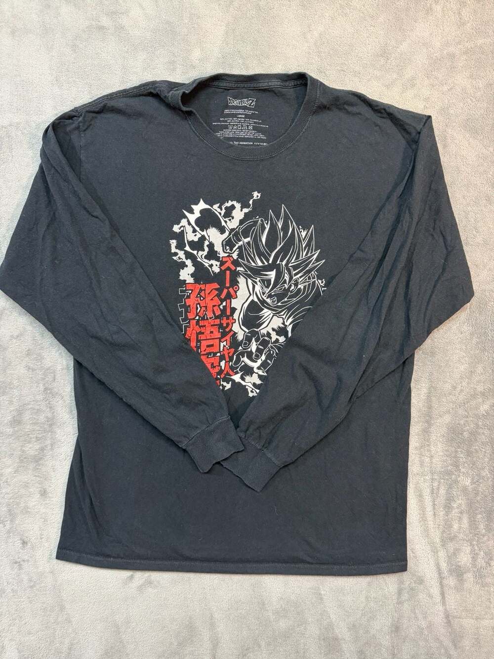 Dragon Ball Z Super Saiyan Son Goku Long Sleeve Black T-Shirt Large